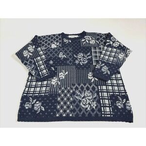 United States Sweaters Crewneck Women's Large Grandmacore Rose Floral Print